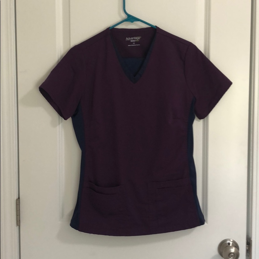 Eggplant and navy scrub set